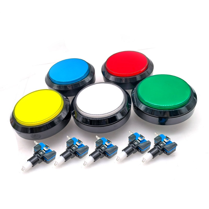 Whack A Mole Arcade - アーケードゲーム用100mm大型フラットボタン、LEDライト付きセルフリセットスイッチ、コイン式ゲーム用、モグラ叩きゲームアクセサリー