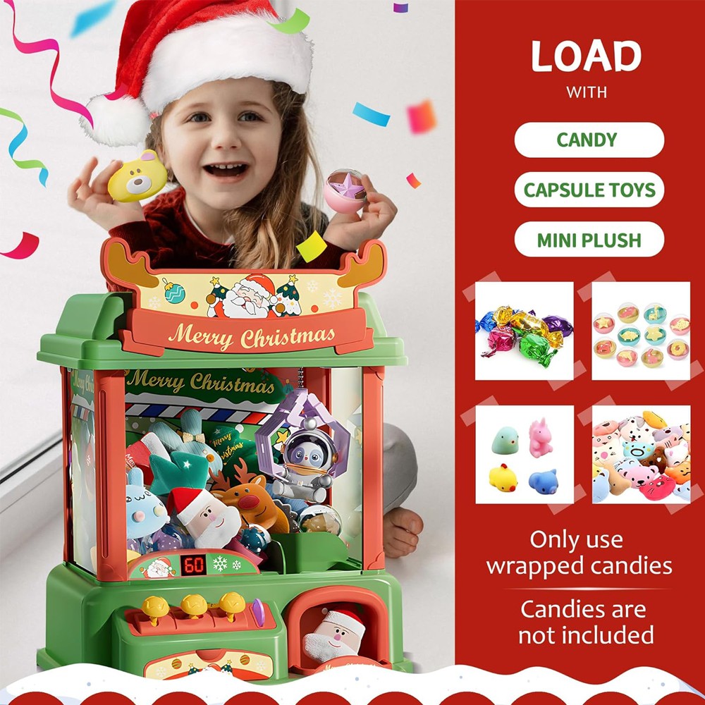 子供のためのクリスマスの爪のマシン,ミニ自動販売機,キャンデ - Arcade Toy Vending Machine のレビューと価格