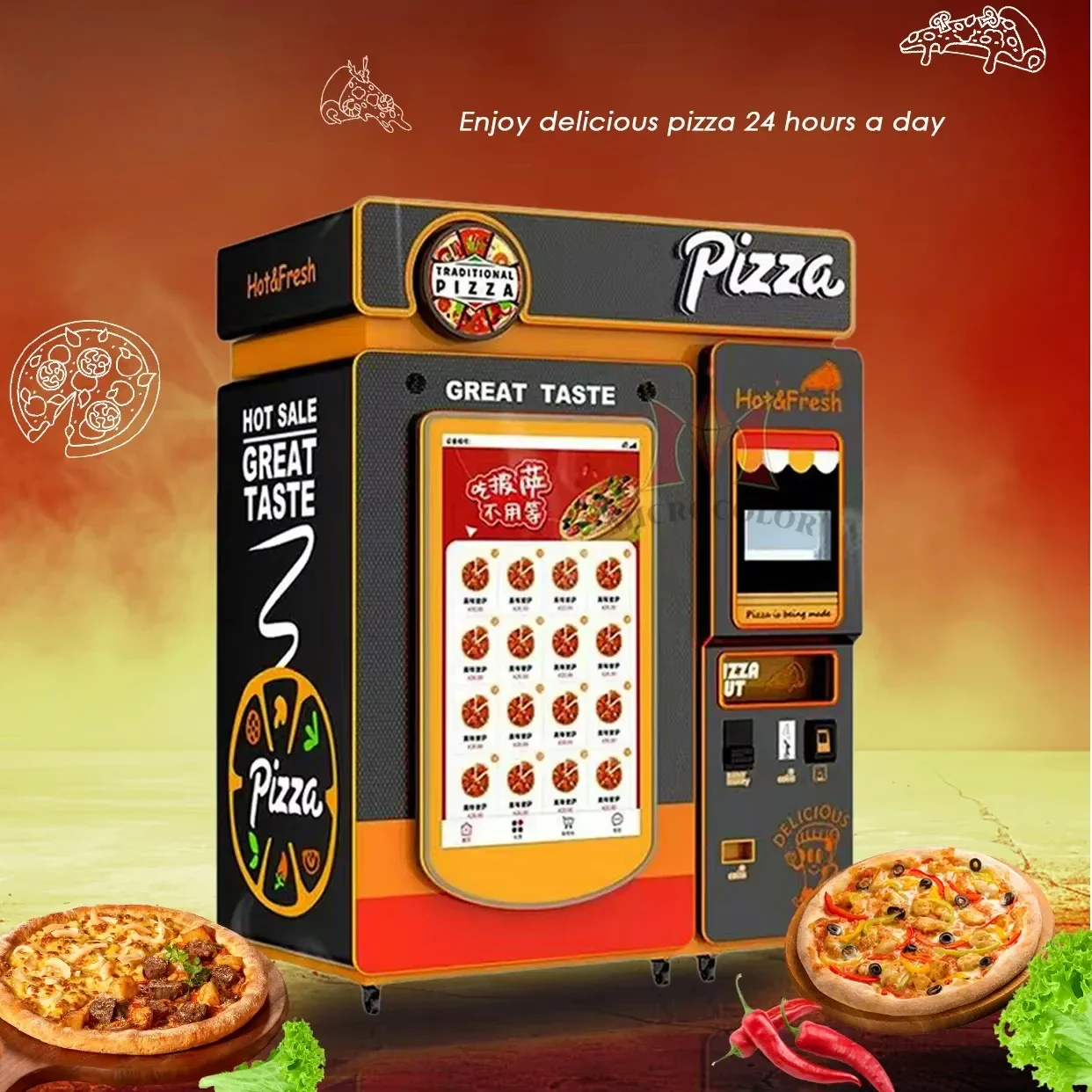 YGカスタマイズ人気革新的セルフサービスピザ自動販売機全自動 - Commercial Vending Machine のレビューと価格